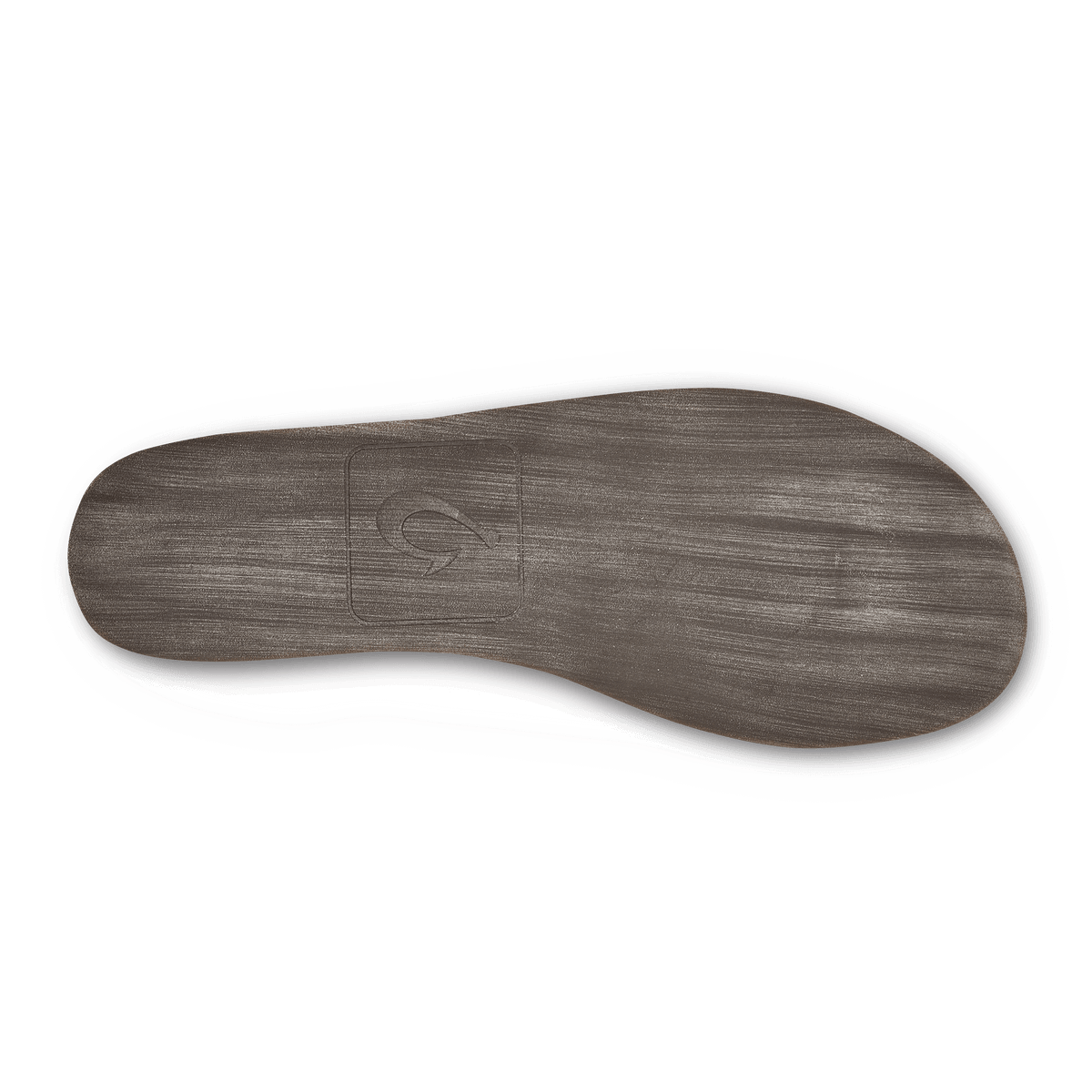 Dark wood slipper sole with rounded toe and textured wood grain surface visible from above.