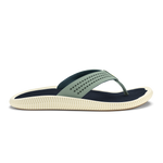 Seagreen and trench blue thong sandal with perforated strap and cream ribbed sole.