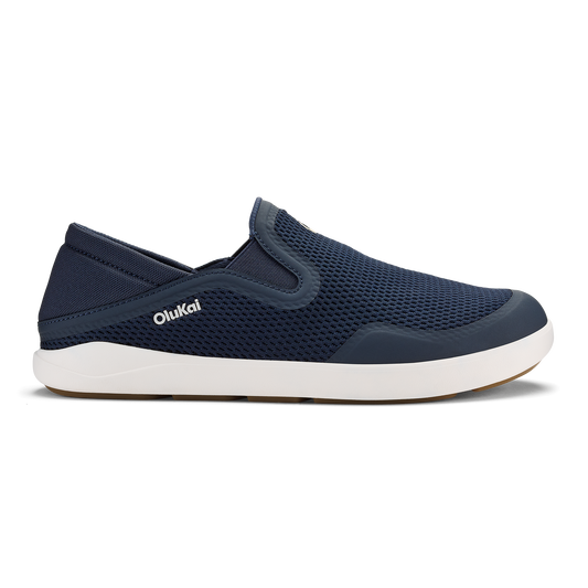 Moku slip-on shoe in trench blue with mesh upper, white sole, and elastic side gore.