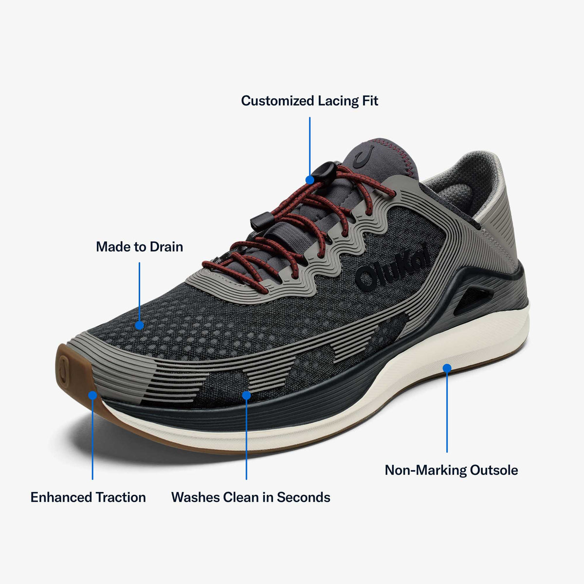 ‘Ahi Men’s Water Boat Shoes - Rock / Ash | Men OluKai on sale