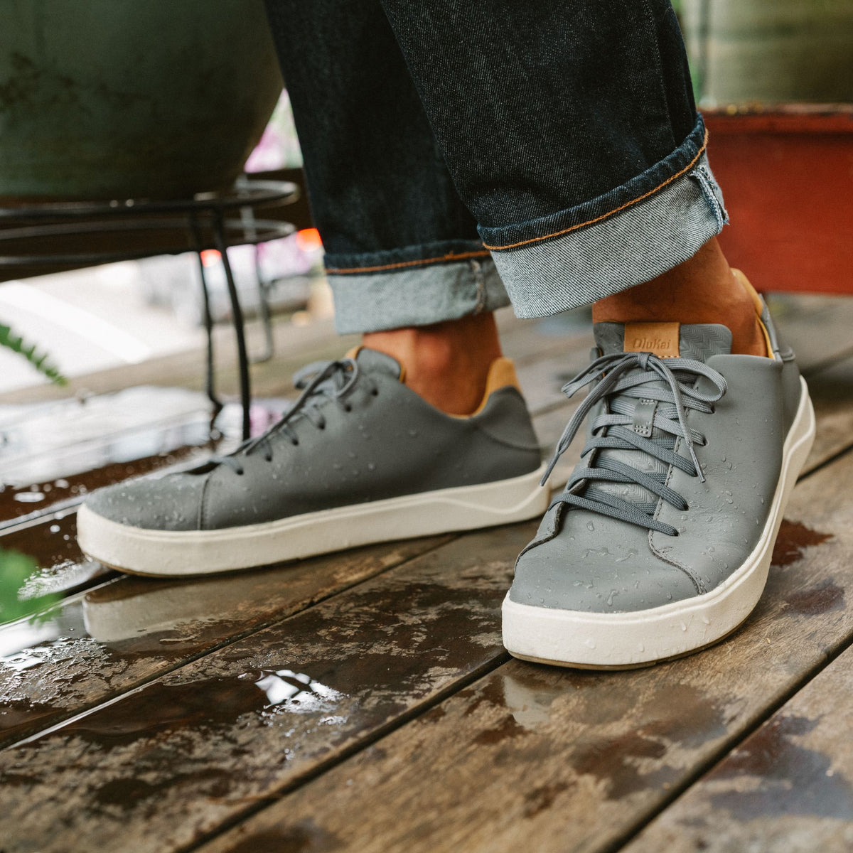 Lae‘ahi Lī ‘Ili Men's Leather Sneakers - Stone | Men OluKai cheap