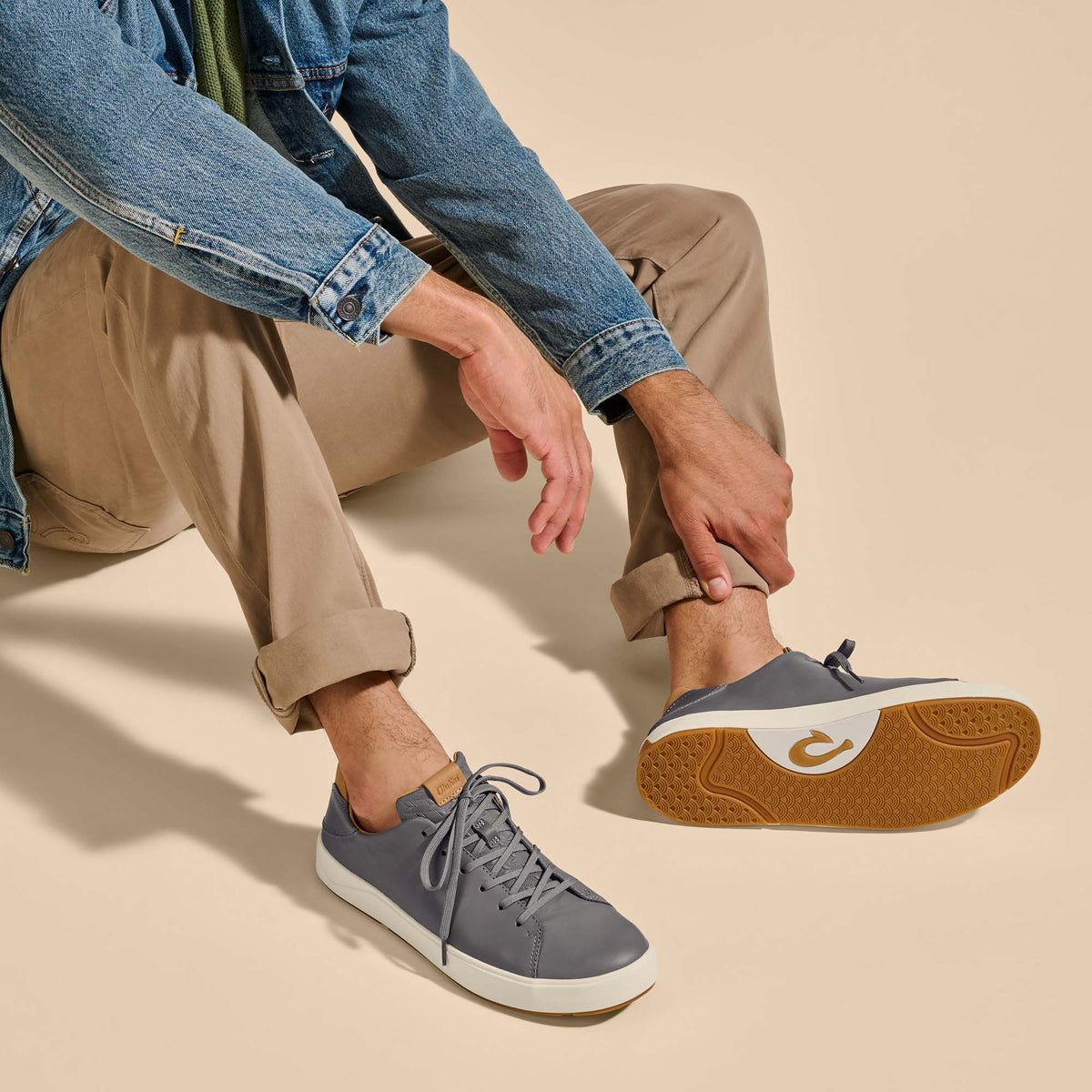Lae‘ahi Lī ‘Ili Men's Leather Sneakers - Stone | Men OluKai cheap