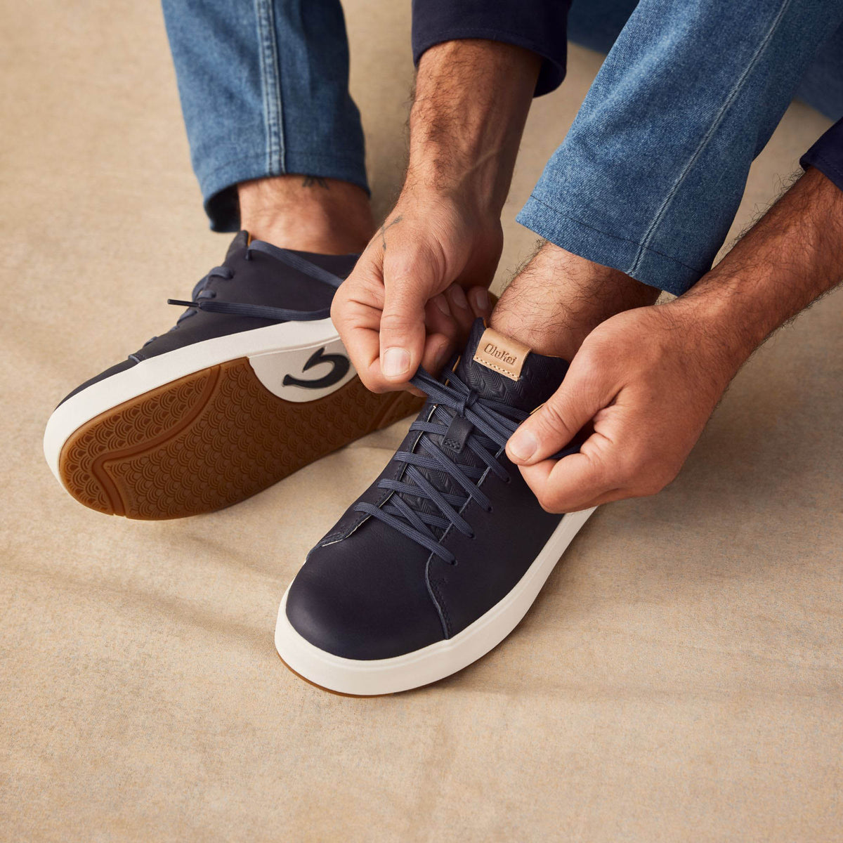 Lae‘ahi Lī ‘Ili Men's Leather Sneakers - Trench Blue | Men OluKai online