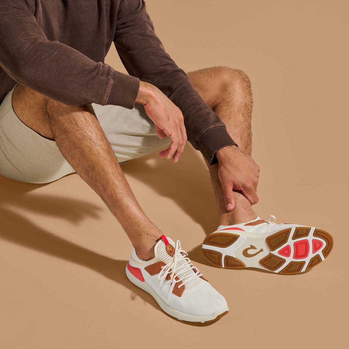 Mio Lī Men's Athletic Shoes - Bright White / Red Lava | Men OluKai sale