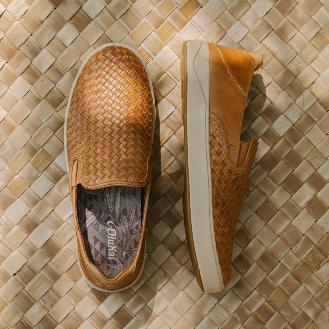 Lae‘ahi Lauhala Men's Leather Slip-On Sneakers - Fox | Men OluKai sale