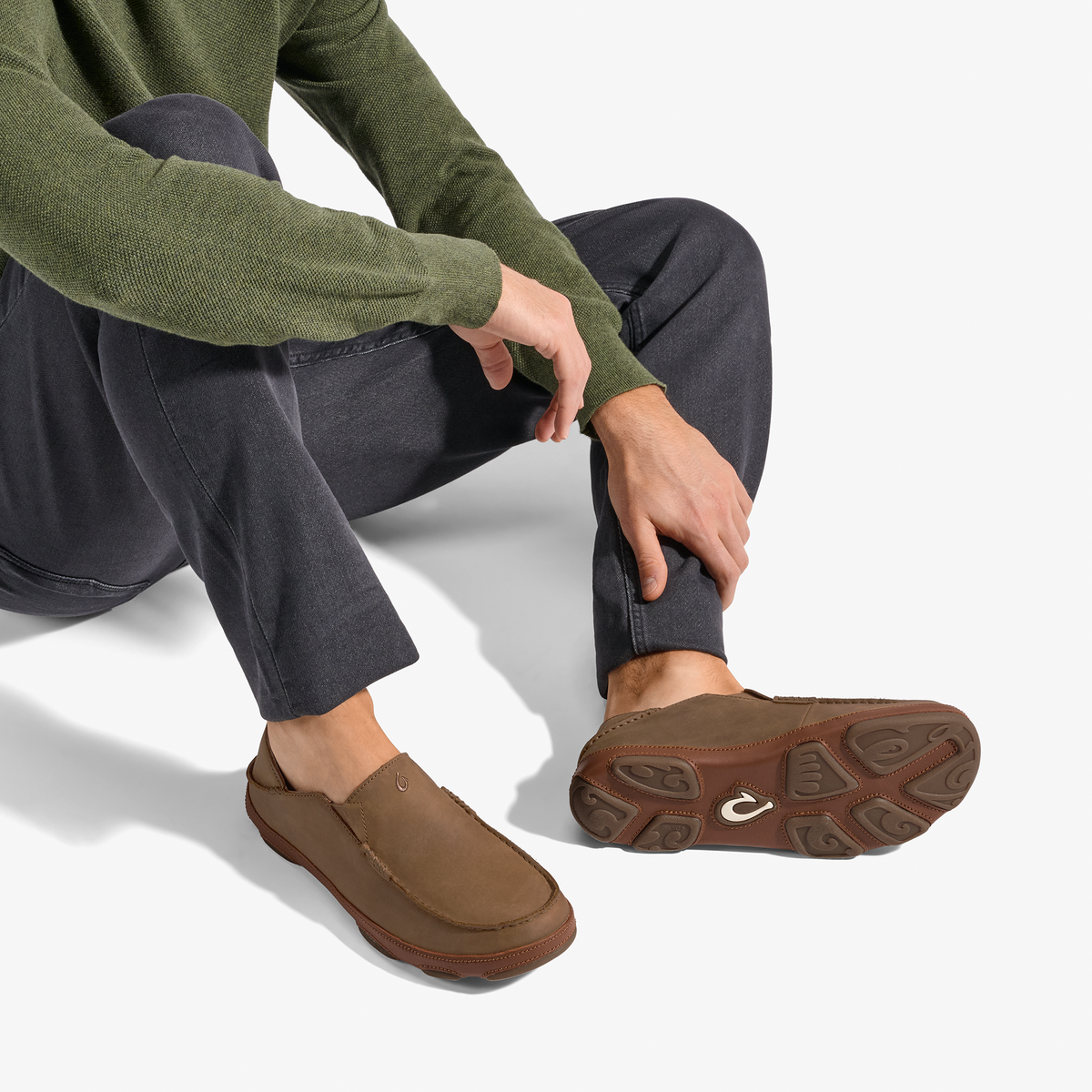 Moloā Men's Leather Slip On Shoes - Ray / Toffee | Men OluKai cheap