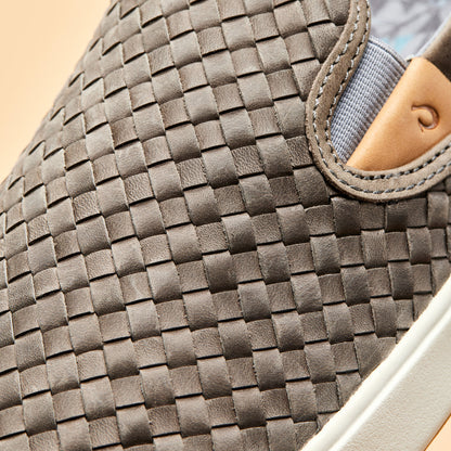 Lae‘ahi Lauhala Men's Leather Slip-On Sneakers - Ash | Men OluKai on sale