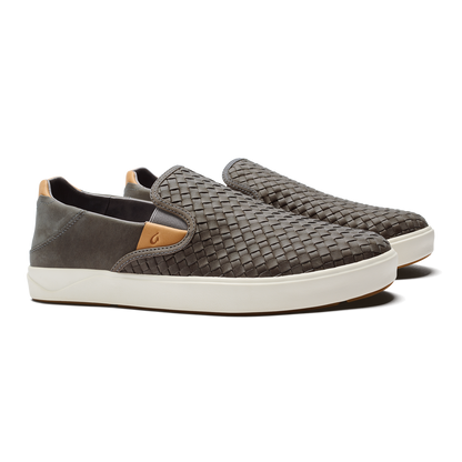 Lae‘ahi Lauhala Men's Leather Slip-On Sneakers - Ash | Men OluKai on sale