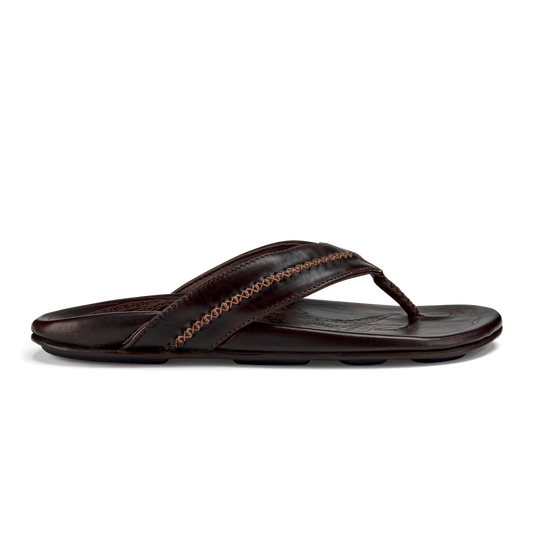 Mea Ola Men's Leather Beach Sandals - Dark Java | Men OluKai outlet