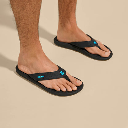 Ki‘i Men’s Water Ready Beach Sandals - Lava Rock / Bold Blue | Men OluKai discount