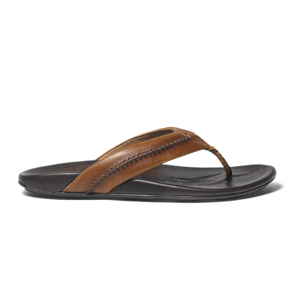 Mea Ola Men's Leather Sandals - Tan / Dark Java | Men OluKai for sale