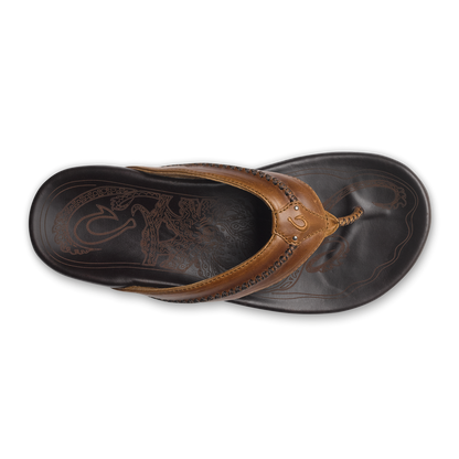 Mea Ola Men's Leather Sandals - Tan / Dark Java | Men OluKai for sale