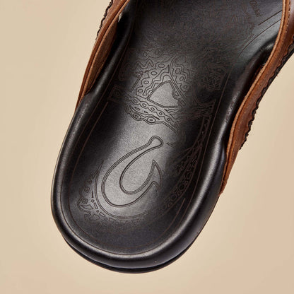 Mea Ola Men's Leather Sandals - Tan / Dark Java | Men OluKai for sale
