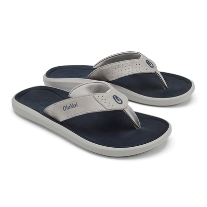 Pili Men’s Waterproof Leather Sandals - Ash / Mood Indigo | Men OluKai outlet