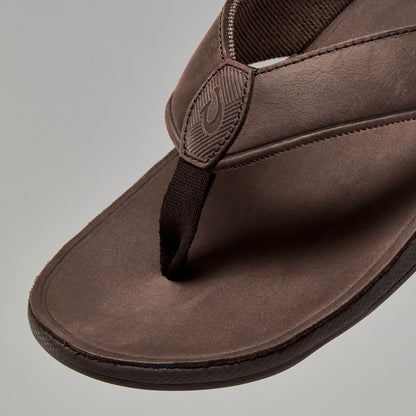 Tuahine Men's Waterproof Leather Beach Sandals - Dark Wood | Men OluKai near me