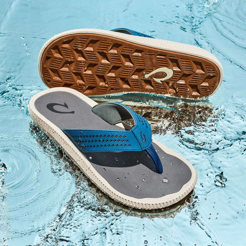 Ulele Men's Beach Sandals - Slate Blue / Charcoal | Men OluKai near me