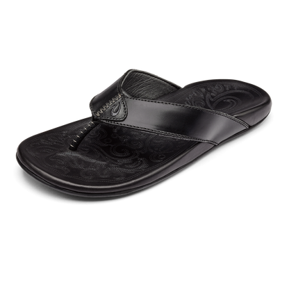 Mekila Men's Full-Grain Leather Beach Sandals - Black | Men OluKai for sale