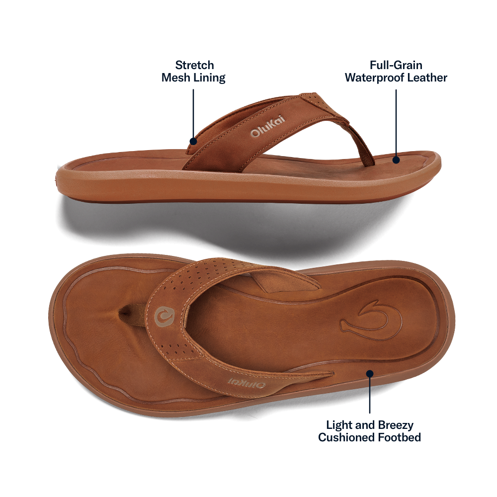Pili Men’s Waterproof Leather Sandals - Fox | Men OluKai on sale