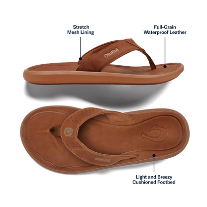 Pili Men’s Waterproof Leather Sandals - Fox | Men OluKai on sale