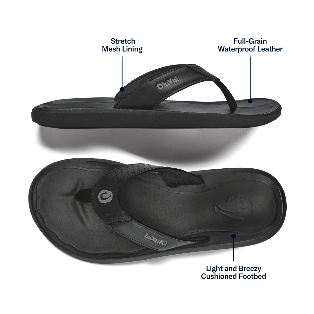 Pili Men’s Waterproof Leather Sandals - Lava Rock | Men OluKai near me