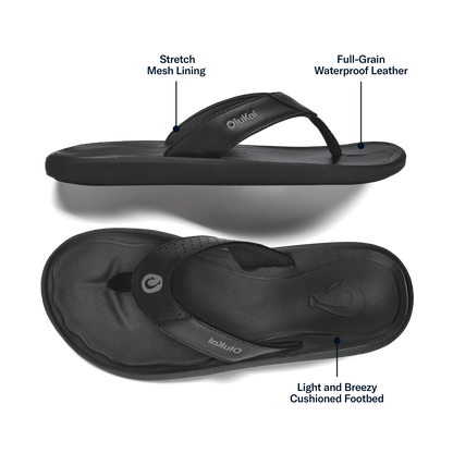 Pili Men’s Waterproof Leather Sandals - Lava Rock | Men OluKai near me