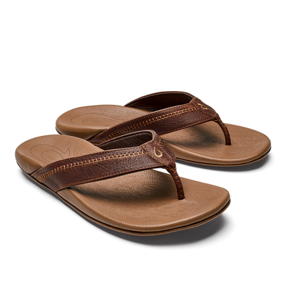 Hiapo -Dark Java / Toffee Men’s Leather Beach Sandals | Men OluKai for sale
