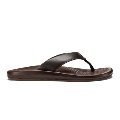 ‘Ilikai Men‘s Leather Beach Sandals - Dark Wood | Men OluKai discount