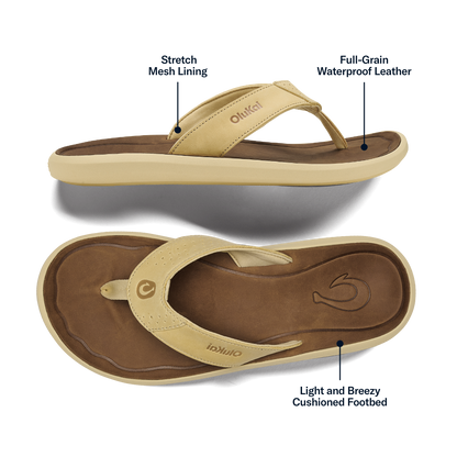 Pili Men’s Waterproof Leather Sandals - Toasted Coconut / Tan | Men OluKai cheap