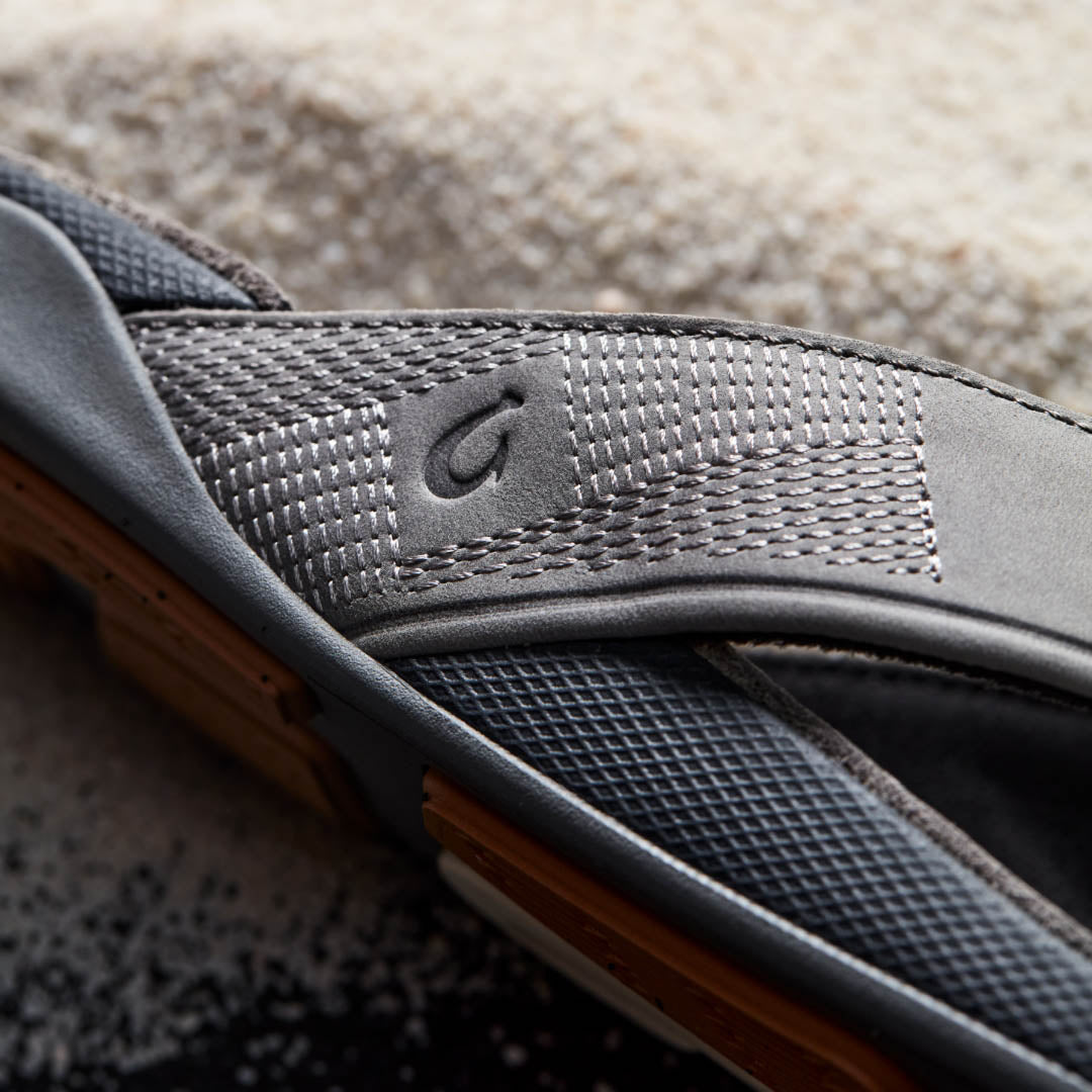 Tuahine Men's Waterproof Leather Beach Sandals - Rock | Men OluKai near me