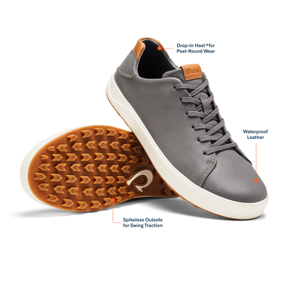 Wai‘alae Men’s Waterproof Leather Golf Shoes - Stone | Men OluKai discount