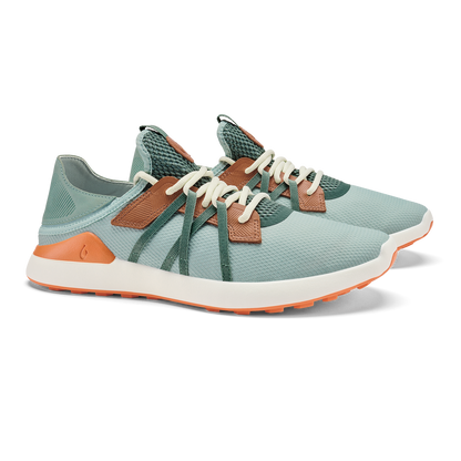 Manele Men’s Breathable Golf Shoes - Pale Moss / Molten Orange | Men OluKai sale