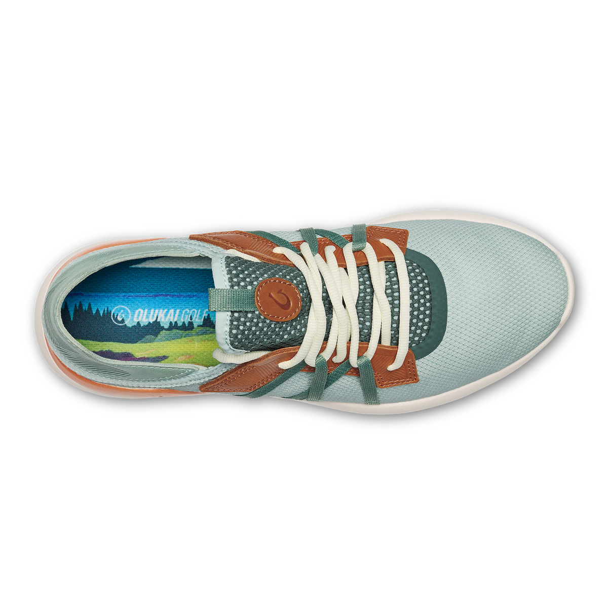 Manele Men’s Breathable Golf Shoes - Pale Moss / Molten Orange | Men OluKai sale