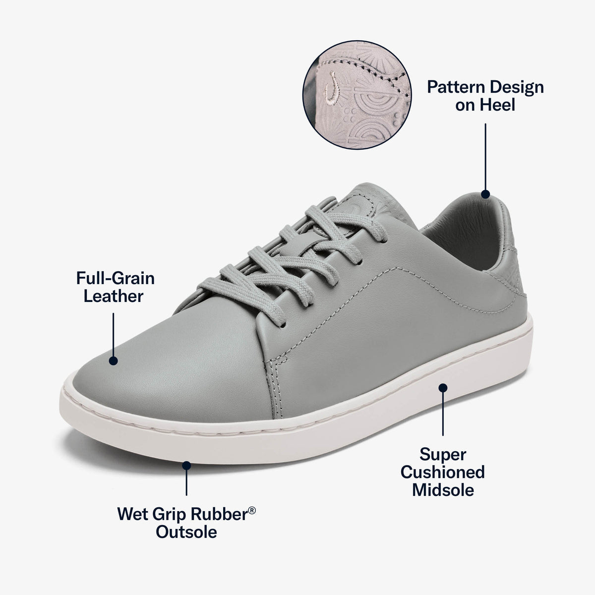 Pehuea Lī ‘Ili Women's Leather Sneakers - Ash | Women OluKai outlet