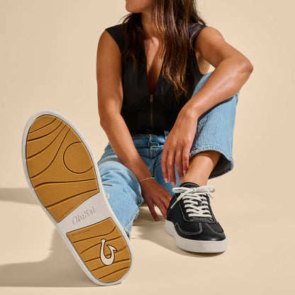 Hā‘upu Women’s Leather Sneakers - Onyx | Women OluKai for sale
