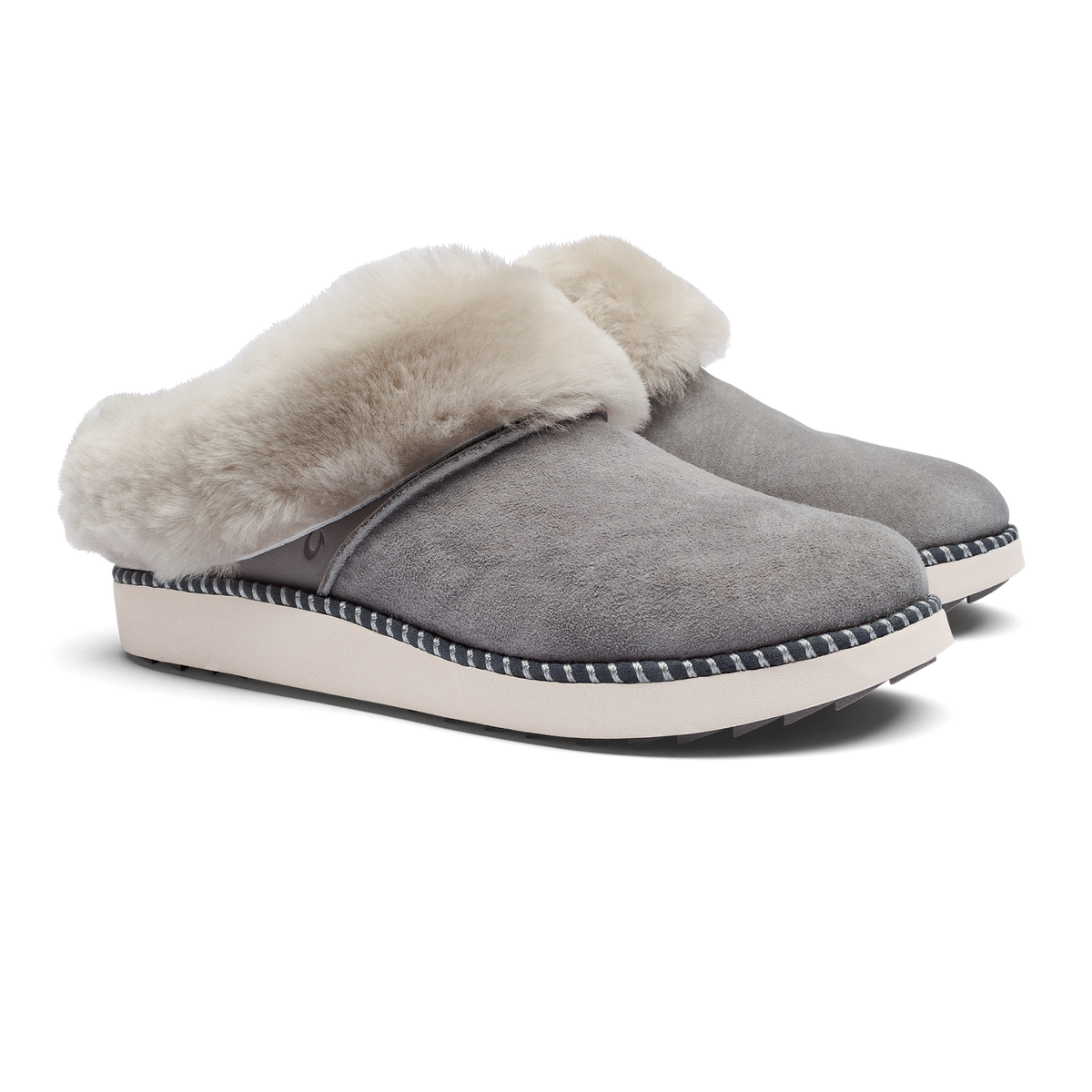 Ku‘i Women’s Fuzzy Slip-On Slippers - Fog | Women OluKai discount