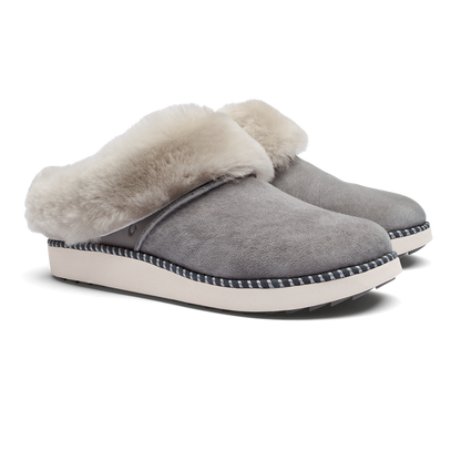 Ku‘i Women’s Fuzzy Slip-On Slippers - Fog | Women OluKai discount