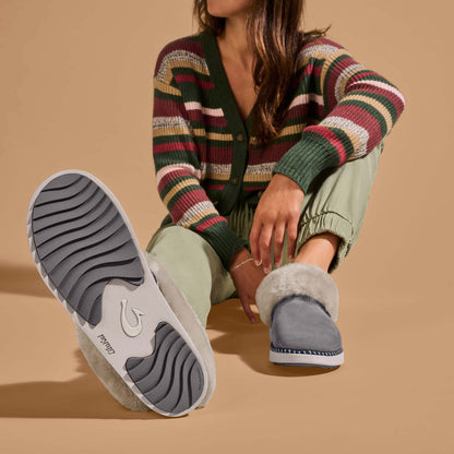 Ku‘i Women’s Fuzzy Slip-On Slippers - Fog | Women OluKai discount