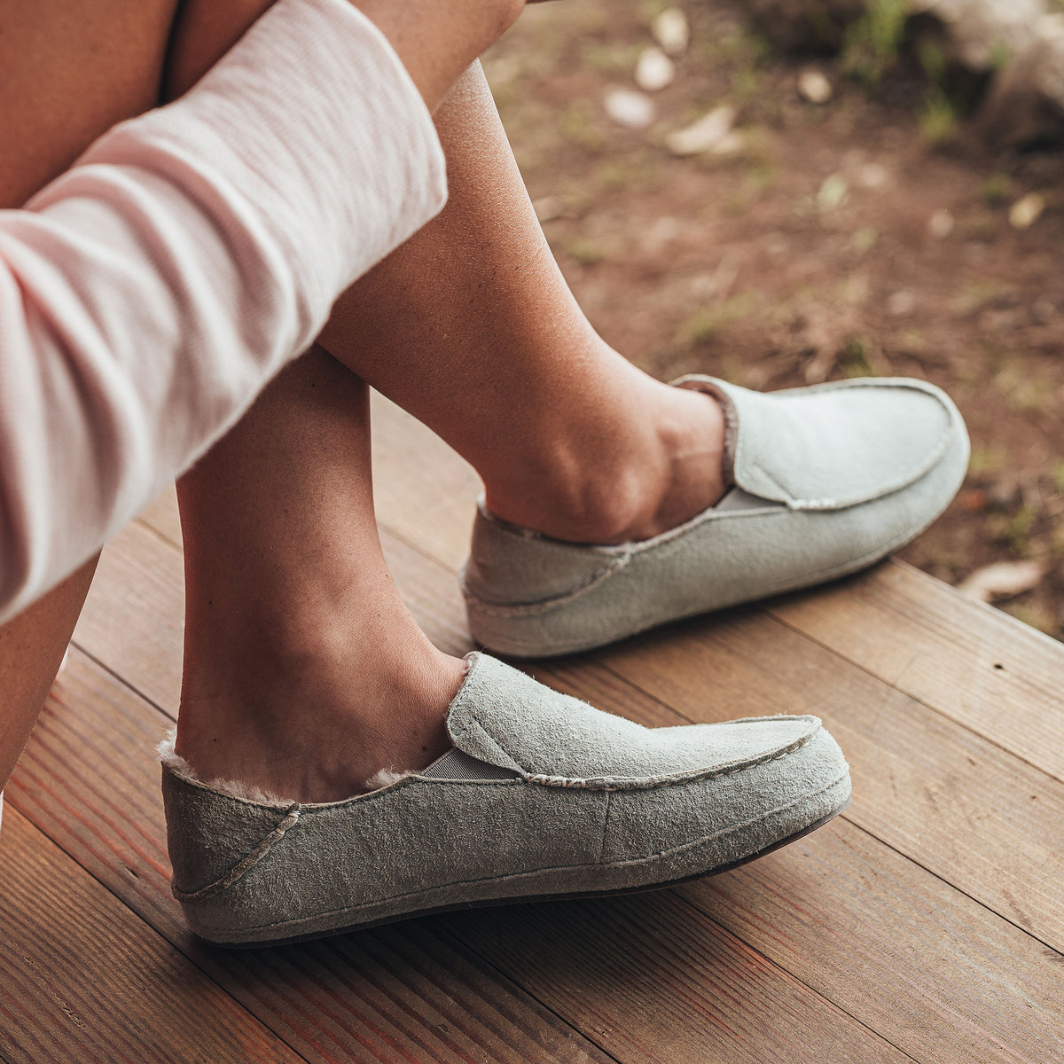 Nohea Women's Leather Slippers - Pale Grey | Women OluKai for sale