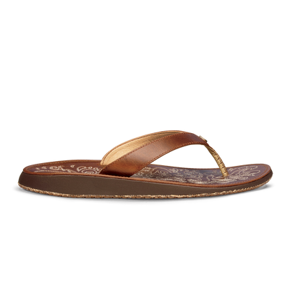 Paniolo Women’s Leather Beach Flip Flops - Natural | Women OluKai discount