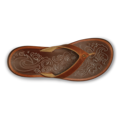 Paniolo Women’s Leather Beach Flip Flops - Natural | Women OluKai discount