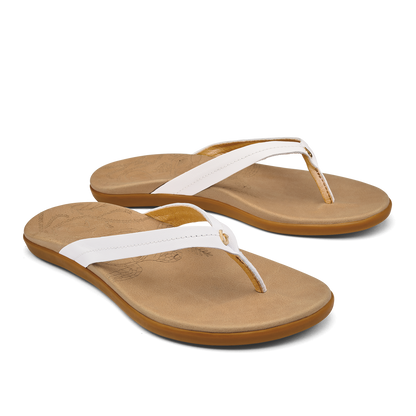 Honu Women’s Leather Sandals - Bright White / Golden Sand | Women OluKai for sale