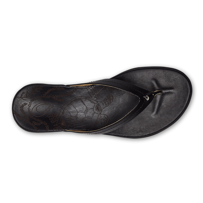 Honu Women’s Leather Beach Sandals - Black | Women OluKai cheap