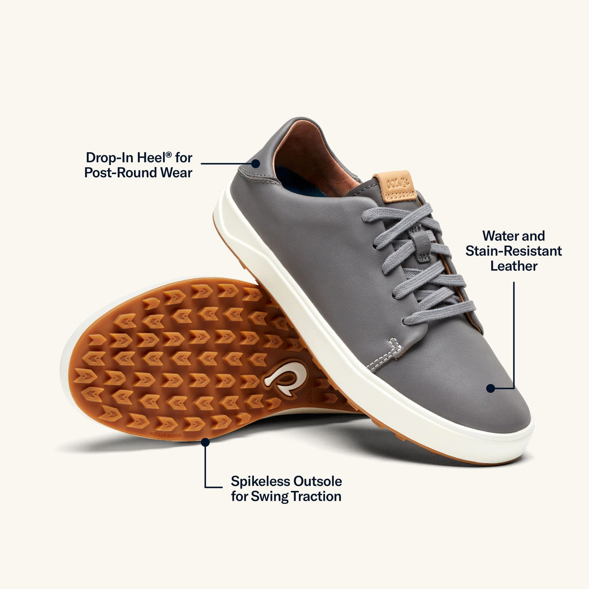 Wailea Women’s Waterproof Leather Golf Shoes - Stone | Women OluKai near me