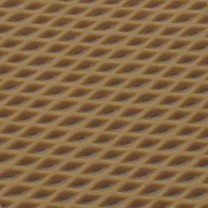 Textured tan surface with repeating diamond-shaped cutout pattern.